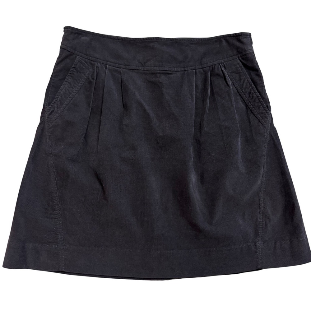 Garnet Hill Women's 8 Dark Brown Micro Corduroy Mini A-Line Skirt‎ Pockets EUC